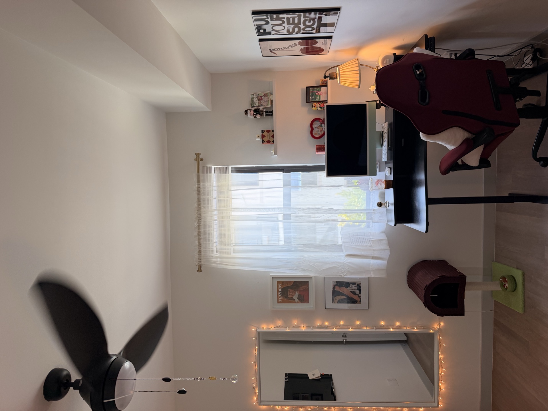 Home office with computer and standing desk
